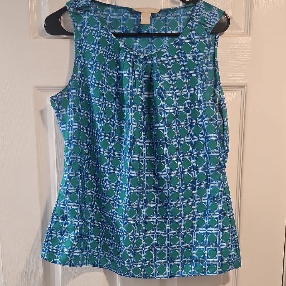 Sleeveless Blue Patterned Women's Top